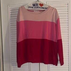 Jane and Delancey Pink and Red Colorblock Sweater
